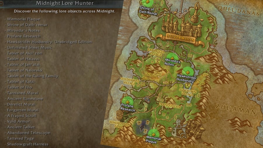 Midnight Lore Hunter: All Lore Object Locations and Reputation Rewards